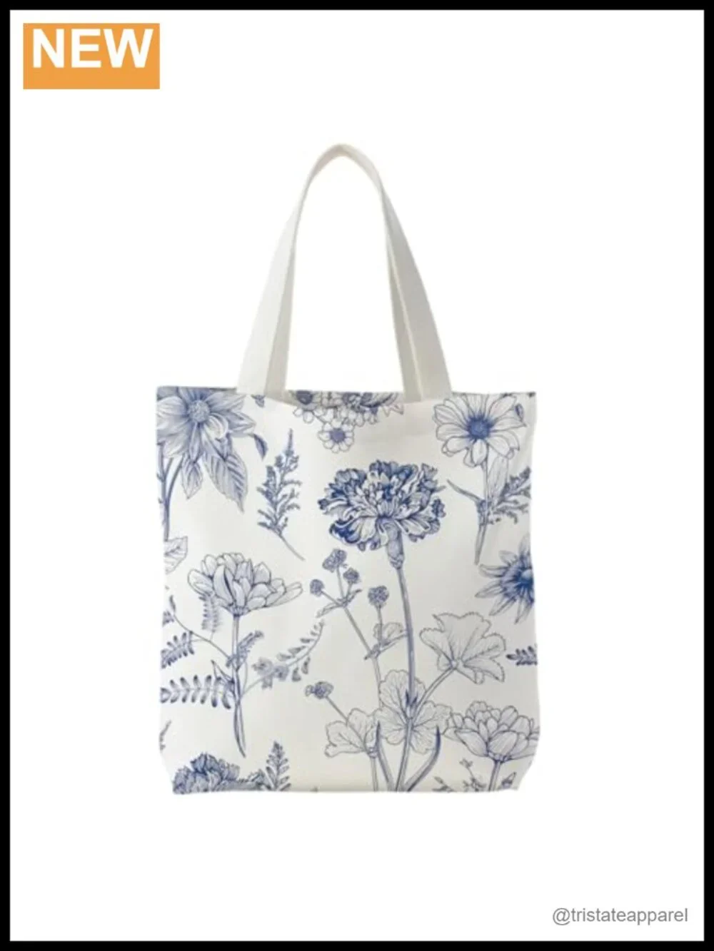 Floral Printed Canvas Tote Bag Reusable Grocery Shopping Bag